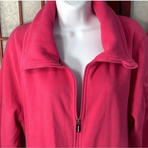 CALVIN KLEIN Performance Fleece 1X Zip Up Coat Pink Jacket Plus Size Logo Sleeve - Picture 4 of 7